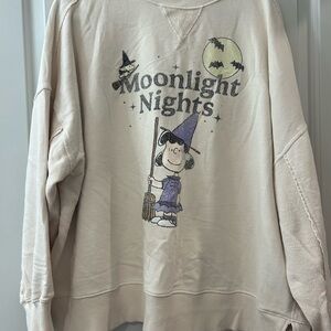 aerie Cream "Moonlight Nights" Snoopy Graphic Pullover Hoodie